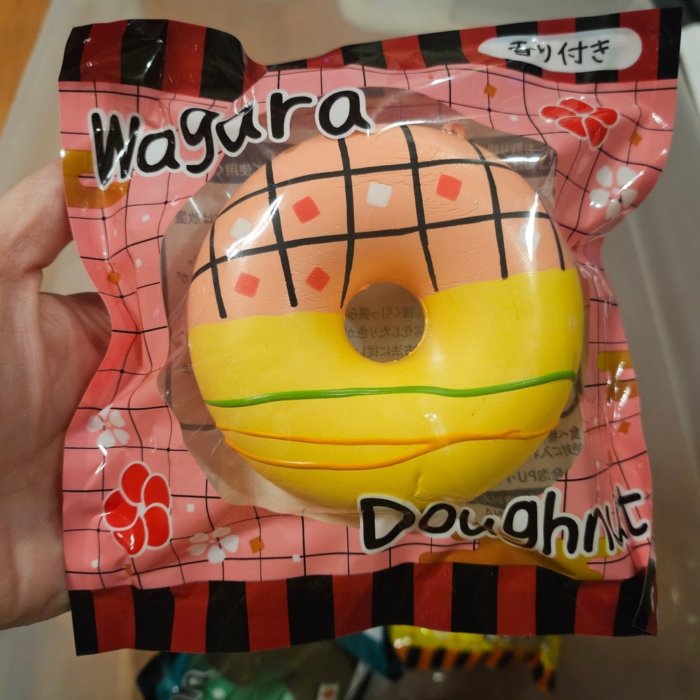 Demon Slayer Wagara Doughnut Donut Anime Stress Ball Squishy Keychain New RARE